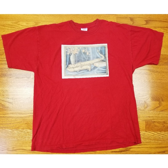 Vintage Other - Vtg Red Band Saxophone Short Sleeve Box Logo Shirt